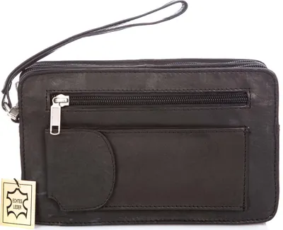 Produktbild von Bag Street Herren Echtleder Handgelenktasche Herrensaschet für Dokumente Schwarz