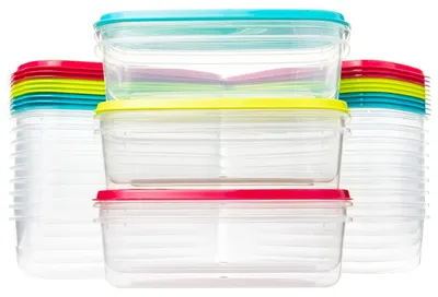 Obrázek produktu pro Zásobní dózy plastové 700 ml - 24 kusů - Bez BPA - Do mikrovlnné trouby - S víčkem