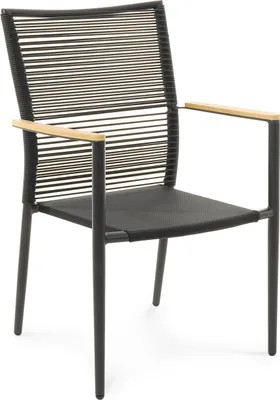 Produktbild von di volio Gartenstuhl Asti - beige, aus robusten Materialien wie Polyrattan, Aluminium und Textilene gefertigt, stapelbar & witterungsbeständig