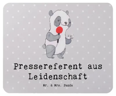 Produktbild von Mr. & Mrs. Panda Mauspad Pressereferent Leidenschaft - Grau Pastell - Geschenk, Presseagentur, Spruch, Studium, Mouse Pad, laptop mousepad, Lustig, pc mausunterlage