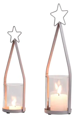 Produktbild von Marrakesch 2er Set Moderne Kerzenhalter Schwarz aus Metall 32 cm & 26 cm – Tischdeko Kerzenständer für Kerzen
