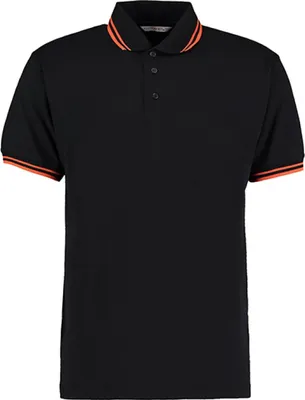 Produktbild von Kustom Kit KK409 | Tipped Collar Herren Polo Shirt / Halbmondpasse - Farbe: Black/Orange - Größe: M