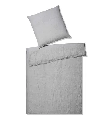 Produktbild von elegante Halbleinen-Bettwäsche-Garnitur Breeze Farbe hellgrau Größe 240x220+2x40x80cm