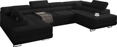 Produktbild von MINIO Polsterecksofa mit Ausklappfunktion und Stauraum MANILA U INARI | dunkel Grau / Schwarzes
