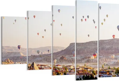 Produktbild von Bild auf Leinwand - Leinwandbild - Berge Ballon Flug - 150x100cm - Wand Bild - Wanddeko - Leinwanddruck - Bilder - Kunstdruck - Wanddekoration - Leinwand bilder - Wandkunst - EG150x100-3997