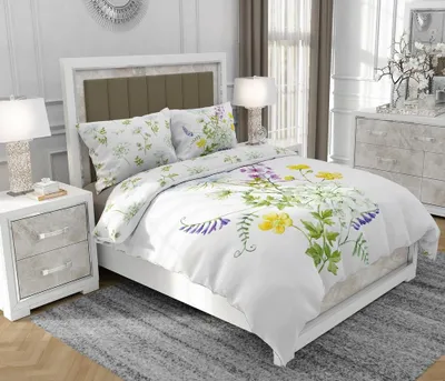 Produktbild von Bettwäsche 200x220 cm + 2x70x80 cm, 3-teilig, 100% Baumwolle, Satin, Reißverschluss, Blumen, Bunt - SOVIO | So.9031