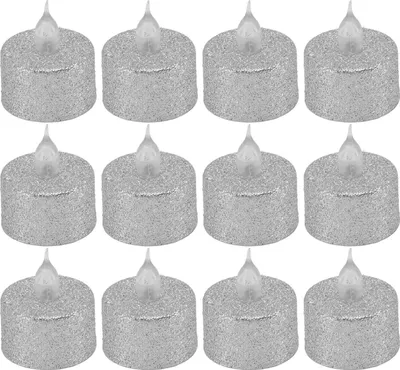 Produktbild von LED Kerze Licht flammenlos batteriebetrieben dekorative elektronische Teelicht für Weihnachten Hochzeit 12pcs Silber