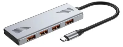 Produktbild von GEMBIRD 4-Port USB 3.2 (GEN 2) Typ-C Hub Grau