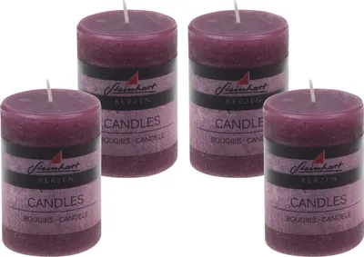 Produktbild von 4er Set Adventskranzkerzen "Raureif" Brombeer 80/58 mm
