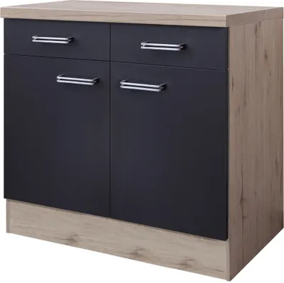 Produktbild von Küchenunterschrank - 80 cm breit - Anthrazit San Remo Eiche – Lino