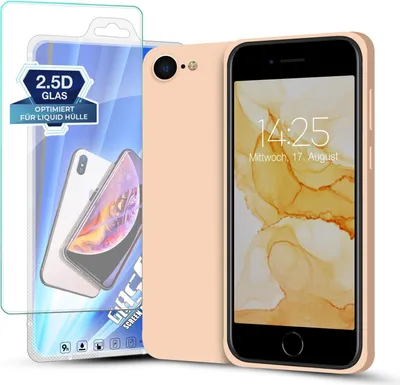 Produktbild von Hülle für Apple iPhone 7 / 8 / SE 2020 mit 9H Displayglas Displayschutz Plus Case Cover Bumper Silikon Softgrip Schutzhülle Farbe: Rosa