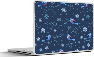 Produktbild von MuchoWow® Laptop Aufkleber Sticker Cover Vogel - Schneeflocke - Winter - Muster 25x18 cm - Laptop-Deko