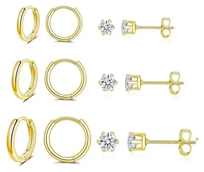 Produktbild von SDFWGG 6 Paar Damen Ohrringe Set Enstahl Ohrstecker Creolen Helix Piercings Trag