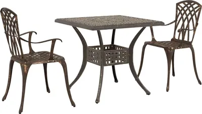Image de vidaXL Table de jardin Set 3 pcs Bronze Fonte d'aluminium