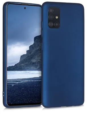 Produktbild von kwmobile Handyhülle für Samsung Galaxy A51 Hülle - Silikon Case metallisch schimmernd - Schutzhülle Cover - Metallic Blau