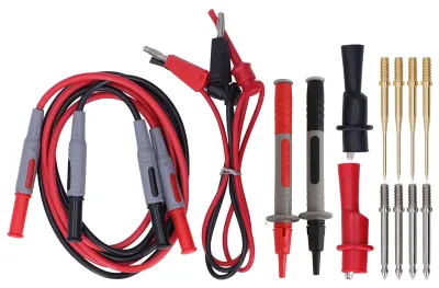 Produktbild von Multimeter-Testkit, Anschlussleitungen, Prüfhaken, Krokodilklemmen, Messgerätespitzen, Sonden-Set