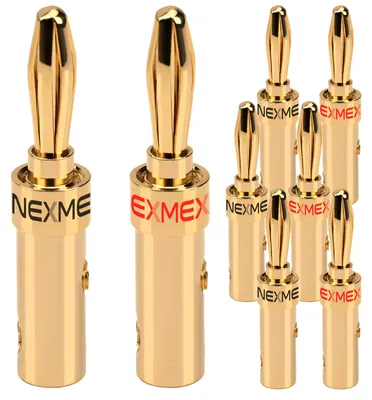 Produktbild von Bananenstecker 4mm schraubbar vergoldet 8x NEXMEX Stecker für Lautsprecherkabel