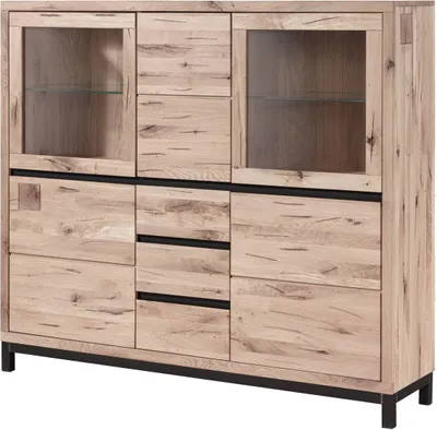 Image de MASSIVMOEBEL24 | Buffet 166x40 Chêne sauvage huilé Bianco VILLANDERS #207