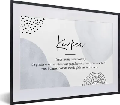 Produktbild von MuchoWow® Gerahmtes Poster küche - papa - zitate - küchen definition - sprichwörter - Wörterbuch 40x30 cm - Poster mit Schwarzem Bilderrahmen Wandposter Rahmen Foto Bilder - Bilderrahmen - Poster im Rahmen