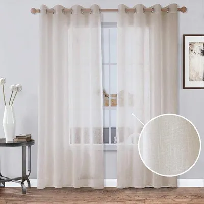 Produktbild von Famanu Voile Gardinen mit Ösen - Leinenoptik, 245 x 140 cm, 2-teilig