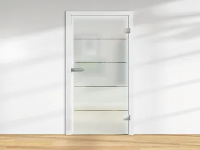 Produktbild von FLEXO mattweiß 4 klare Streifen ESG 8mm Ganzglastür, Tür mit Lichtausschnitt, Sicherheitsglas, stabile Einbau, moderne Innentür, Badezimmertür, Duschkabinentür