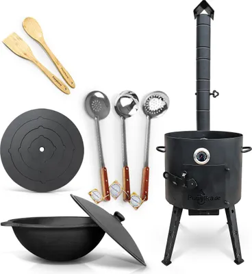 Produktbild von Utschak Uchag Feuerofen Ø 40 cm 2 mm Stahl Herdplatte 4mm, Kazan 12 L Казан Учаг