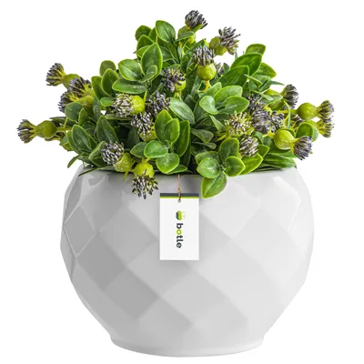 Produktbild von Runder Blumentopf aus Keramik Farbe Weiß Glanz 15,5 cm H 14,5 cm-Moderne und stilvolle Dekoration, räumliche Pflanzenabdeckung