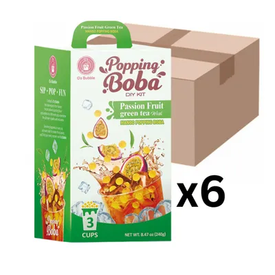 Produktbild von 6er-Pack O's Bubble Popping Boba DIY Kit Drink Passionsfrucht Green Tea 240g (3x80g)