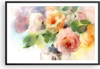 Produktbild von Gerahmtes Poster - Schwarzer Rahmen - Rose Blume Garten - 91,5x61 cm - Wand Bild - Wanddeko - Wandbilder - Kunstposter - Wandposter - Bilderrahmen - Bilder - Kunstdruck - Wandbild - P2BAA91x61-3910