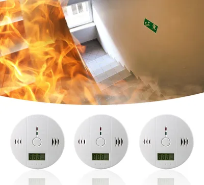 Obrázok produktu pre Jayseuw CO detektor biely 3-dielna sada požiarnych hlásičov pre oxid uhoľnatý 85 dB s výstražným LED svetlom