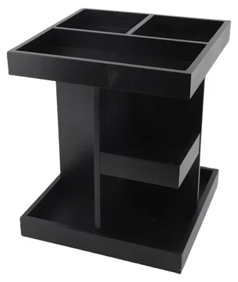 Image de Étagère rotative à 360° pour parfums, grande capacité, en bois, organisateur pour colognes, montres, bijoux, clés de voiture, de couleur noire