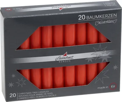 Produktbild von Baumkerzen durchgefärbt Rot 95 x Ø 13 mm, 20 Stück
