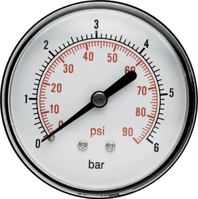 Produktbild von Manometer 63 mm Hauswasserwerk 1/4" AG 0-6 bar / 0-90 psi Wasserdruck Wasser Luft Druckmanometer Druckkessel Mambrankessel AM-MAN63