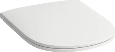 A white toilet seat with lid, shown from a slightly elevated diagonal angle.