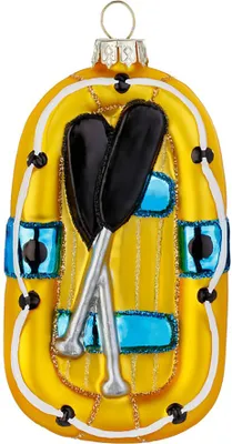 Produktbild von Christbaumschmuck Schlauchboot Figur 10cm Glas Gelb
