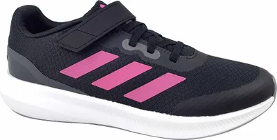 A single black and pink Adidas sneaker is shown against a white background.