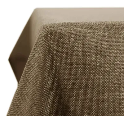 Produktbild von Deconovo Leinenoptik Tischdecke Wasserabweisend Tischwäsche Lotuseffekt Tischtuch, 130x130 cm Taupe, 1 Stück
