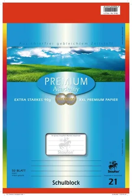 Produktbild von Schulblock Premium A4 50 Blatt liniert Packung mit 10 Stück