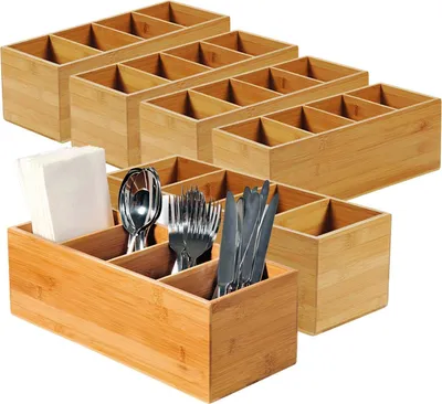 Produktbild von 6 Stück Besteckkasten, 4 Fächer - Bambus