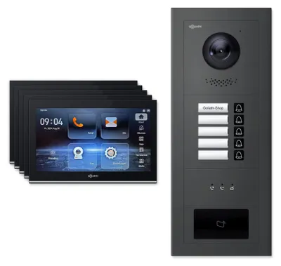 Produktbild von Goliath Premium IP GL-IPH510A.2 Video-Türsprechanlage, 5 Familien, 5× 10 Zoll Schwarz, Anthrazit, Unterputz