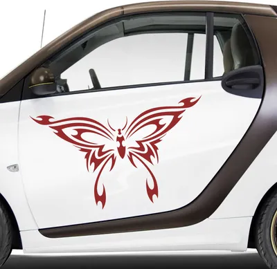 Produktbild von Aufkleber - Autoaufkleber-Set Schmetterling Tribal, 2 Stk. je 70cm x 41cm dunkelrot - Tuning Carystyling Heckscheibe Auto