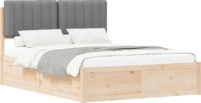 Produktbild von Bettgestell mit gepolstertem Kopfteil Hellgrau 135 x 190 cm
