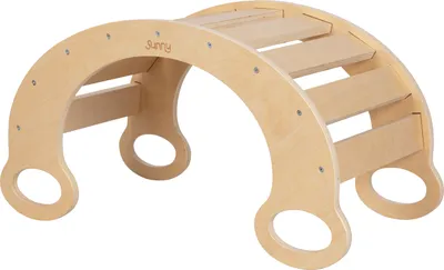 Produktbild von Sunny Marlie Montessori Kletterbogen aus Holz in Naturfarben | Indoor Kletterbogenwippe / Spielbogen / Wippe | Montessori Spielbogen für Kleinkinder