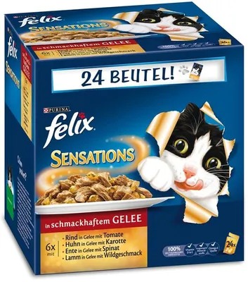 Produktbild von Felix -  Sensations mit Fleisch in Gelee, Fleisch Mix, 24 x 100g
