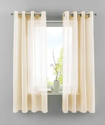 Produktbild von 2er Set Ösengardinen HxB 175x140 cm Creme Transparent »Basel« Gardine Bleiband Store Vorhang, 20332TR2
