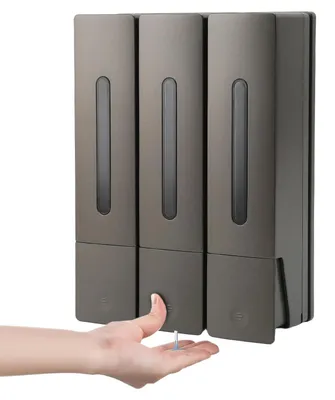 Image de Distributeur de savon mural avec 3 compartiments, idéal pour la salle de bain