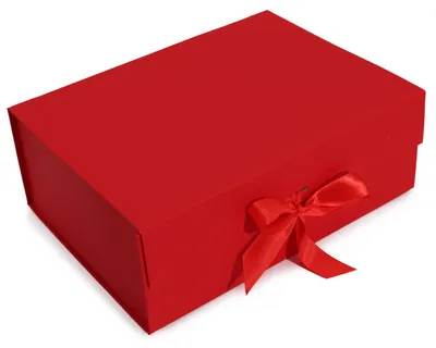 Zdjęcie produktu dla Składane pudełko prezentowe z kokardą - 33x25x12 cm - czerwone