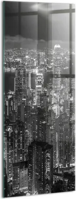 Produktbild von Designer Glasbild - Wandbild - Glas Bild - 50x125 cm - Blick Auf Die Stadt Bei Nacht