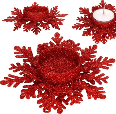 Zdjęcie produktu dla Świecznik na podgrzewacze SPRINGOS Świecznik z motywem płatka śniegu 3,5 x 12 cm Świecznik na podgrzewacze