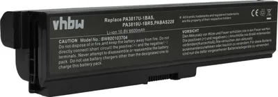 Produktbild von vhbw Akku kompatibel mit Toshiba Satellite L755D-S5204, L755D-13V, L755D-13T, L755D-13J, L755D-13G, L755D-12U Notebook (6600 mAh, 11,1 V, Li-Ion)